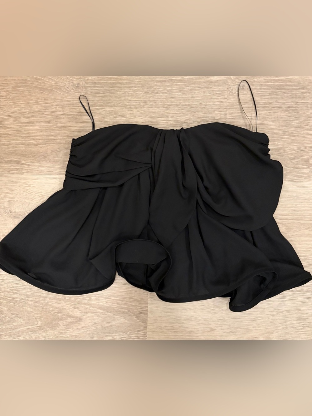 H&M Black Draped Strapless Chiffon Top